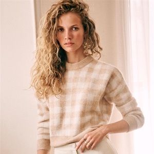 NWT Sézane becky sweater camel/ecru S
